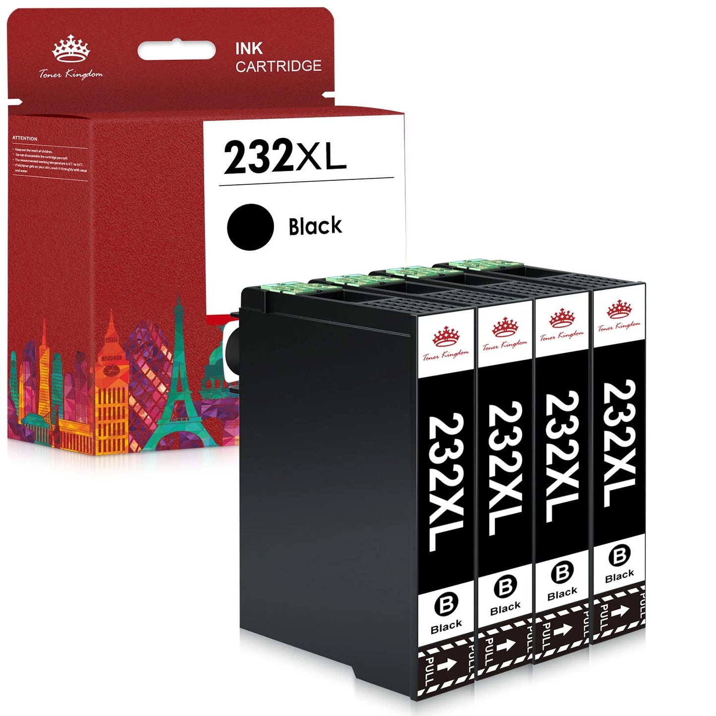 232XL High Yield Ink Cartridge for Epson(4 Pack Black)