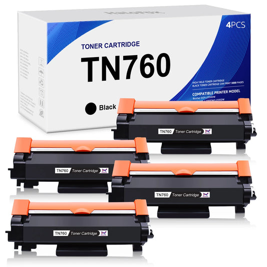 TN760 TN 760 TN730 TN 730 Toner Cartridge Replacement for Brother MFC-L2750DW DCP-L2550DW Printer to Use with HL-L2350DW L2395DW L2390DW L2370DW L2730DW MFC-L2710DW L2730DW L2717DW (Black,4 Pack)