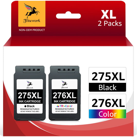 275XL 276XL High Yield Ink Cartridge Replacement for Canon(Black/Tri-Color, 2 Pack)