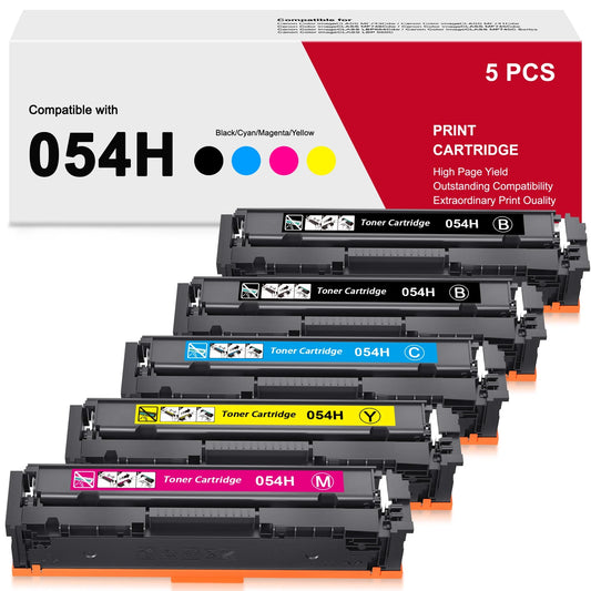 054 054h CRG-054 Toner Cartridge Replacement for Canon Color ImageClass MF644Cdw MF642Cdw MF641Cdw LBP622Cdw MF641Cw MF643Cdw (2Black, 1Cyan, 1Magenta, 1Yellow, 5-Pack)