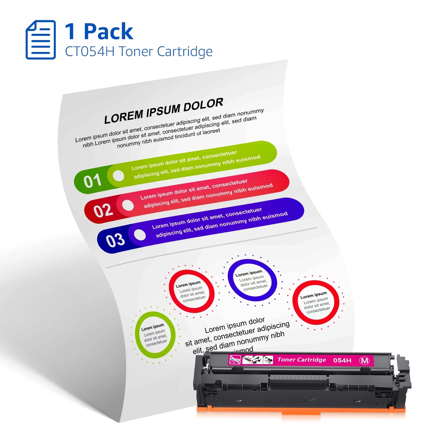 054 054h CRG-054 Toner Cartridge Replacement for Canon Color ImageClass MF644Cdw MF642Cdw MF641Cdw LBP622Cdw MF641Cw MF643Cdw (2Black, 1Cyan, 1Magenta, 1Yellow, 5-Pack)