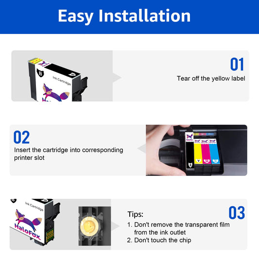 Halofox Ink Cartridge Replacement for Epson Ink 822 T822 822XL Black (3 Pack)