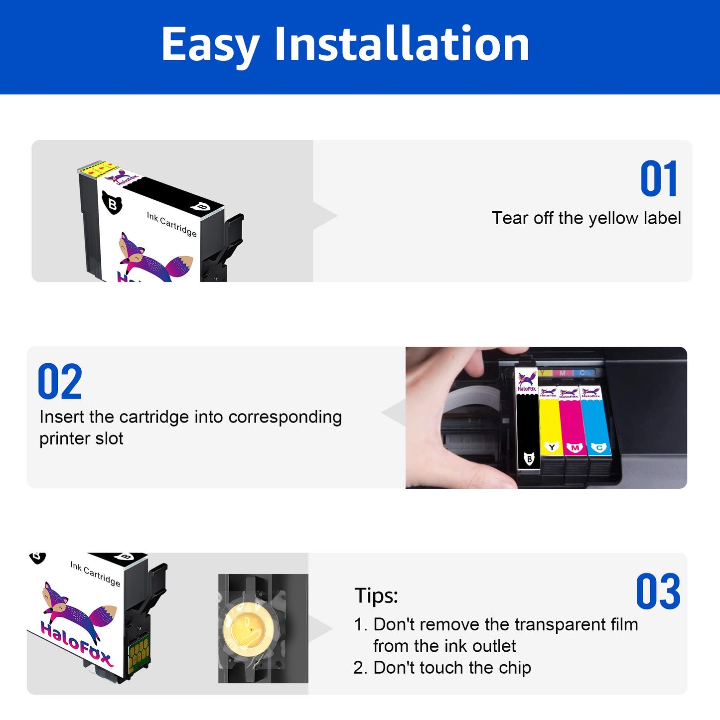 Halofox Ink Cartridge Replacement for Epson 202 T202 202XL for Expression（8 Pack）