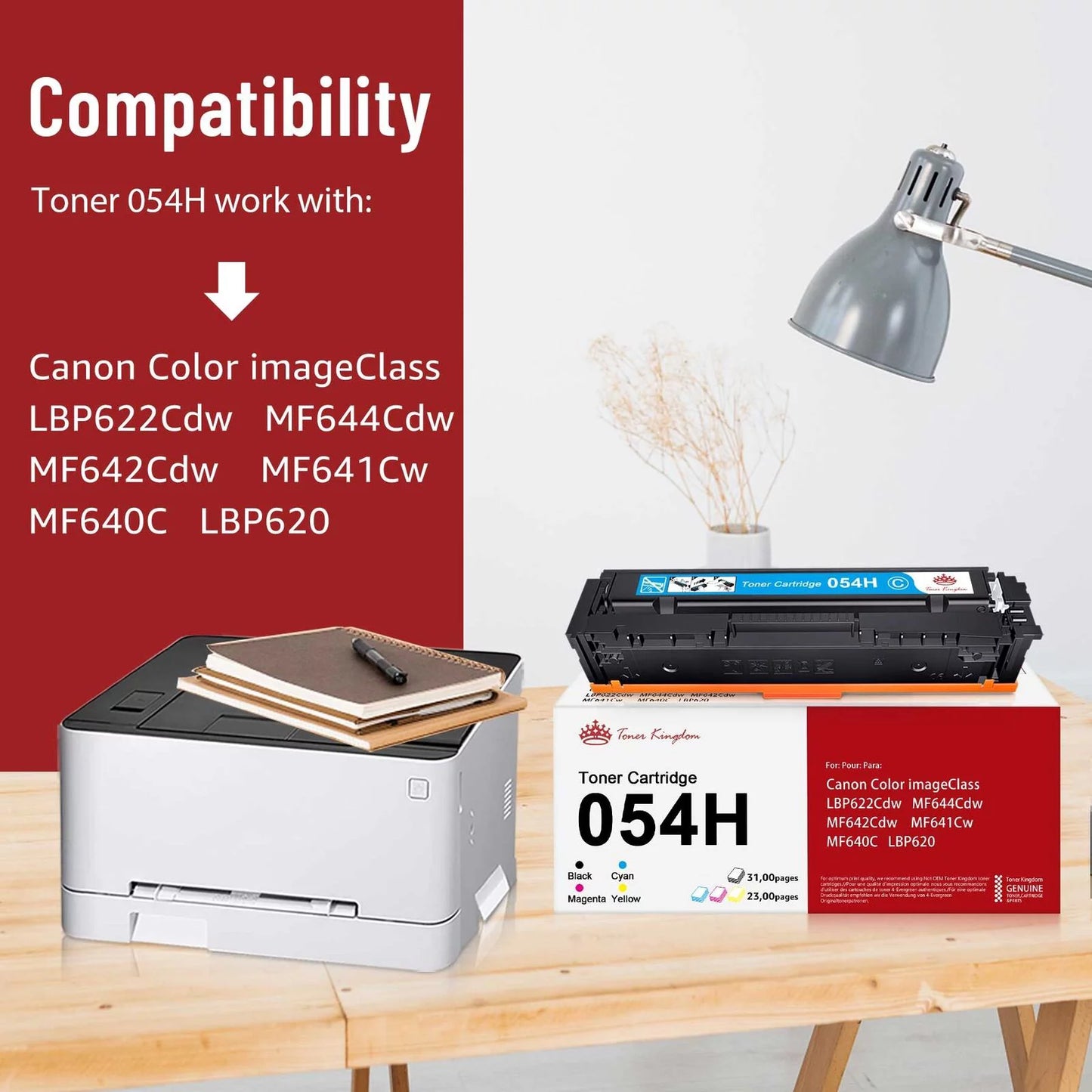 Toner Kingdom Compatible Toner for Canon Printer Ink (Black, Cyan, Magenta, Yellow, 4-Pack)