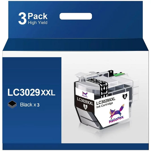 Halofox LC3029XXL 3029XXL Black Ink Cartridge Replacement for Brother Printer (3 Pack)