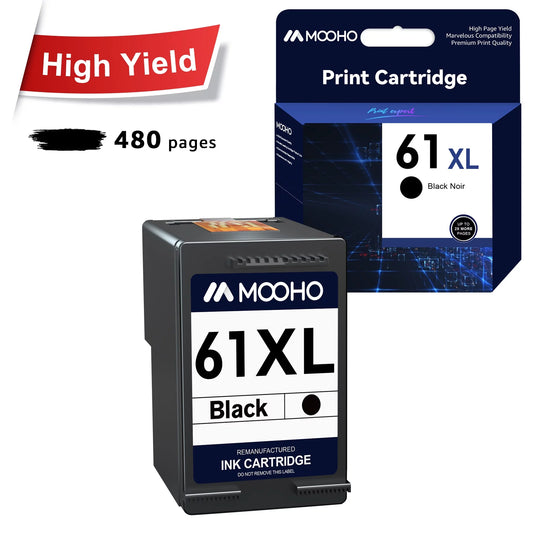 Mooho 61XL Ink Black Cartridge Replacement for HP Printer, Black 1 Pack