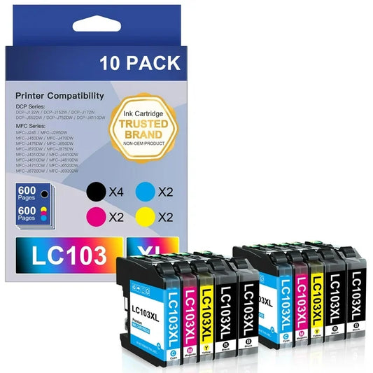 LC101 LC103 Ink cartridges Compatible for  Brother MFC-J870DW MFC-J6920DW MFC-J6520DW MFC-J450DW MFC-J470DW (10 XL Pack)