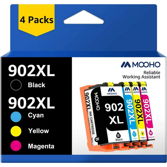 902 902XL 902XL Ink Cartridges Replacement  6960 6962 6968 6954 6958 6950 6951 6970 Printers (Black Cyan Magenta Yellow, 4 Pack)