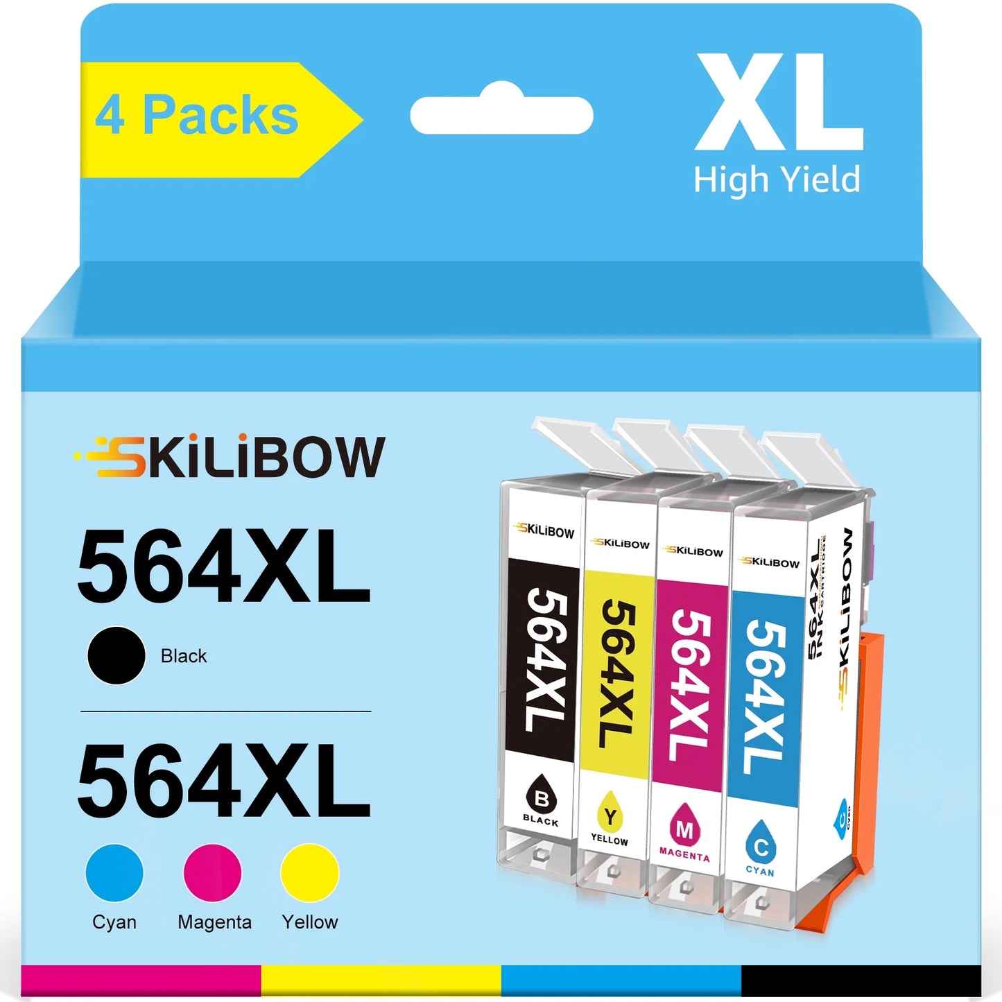 564XL Ink Cartridge Replacement for HP 564 XL 564XL High Yield for DeskJet 3520 3522  Photosmart 7520 6520 5520 7525 5514 7510 OfficeJet 4620 Printers (4 Combo Pack)