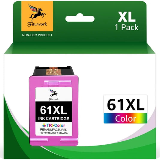 61XL Color Ink Cartridge Replacement for HP 61 Deskjet 1000 1056 1010 1510 1512 2540 3050 3050A Officejet 2620 Printer (Tri-color, 1 Pack)