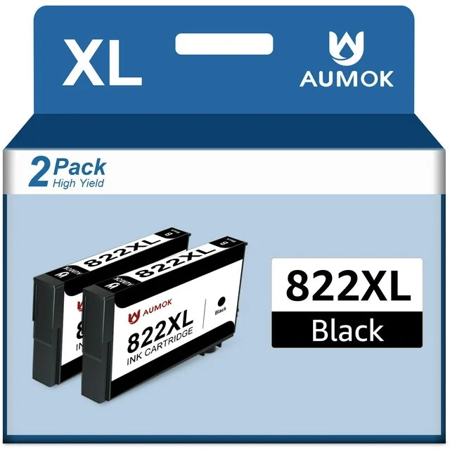 822 ink compatible for Epson 822XL Ink  WF-4830 WF-4833 WF-4834 Printer (2-Black)