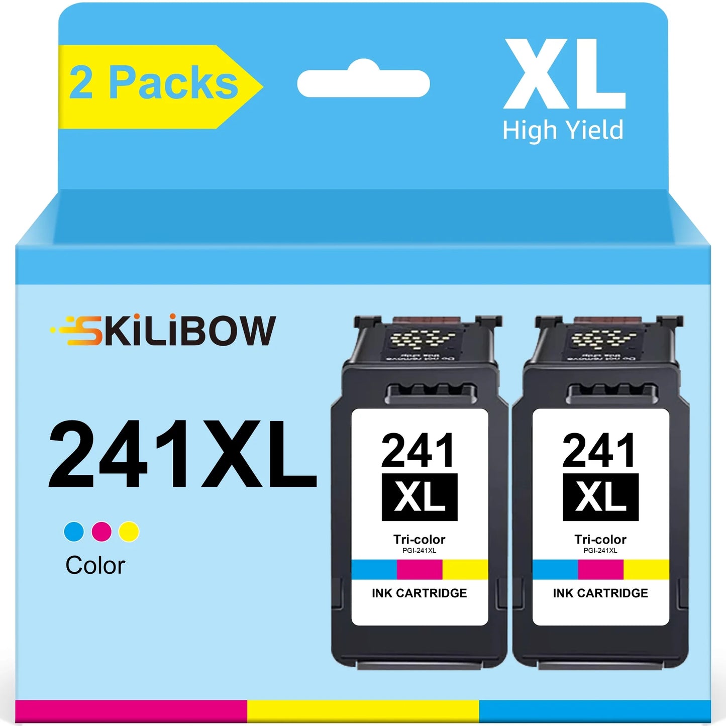 241XL 241 Ink Cartridge for Canon Ink 241 CL-241XL for Canon PIXMA MG3620 MG3520 MX452 MX532 MX472 MX512 Printer (2 Tri-Color)