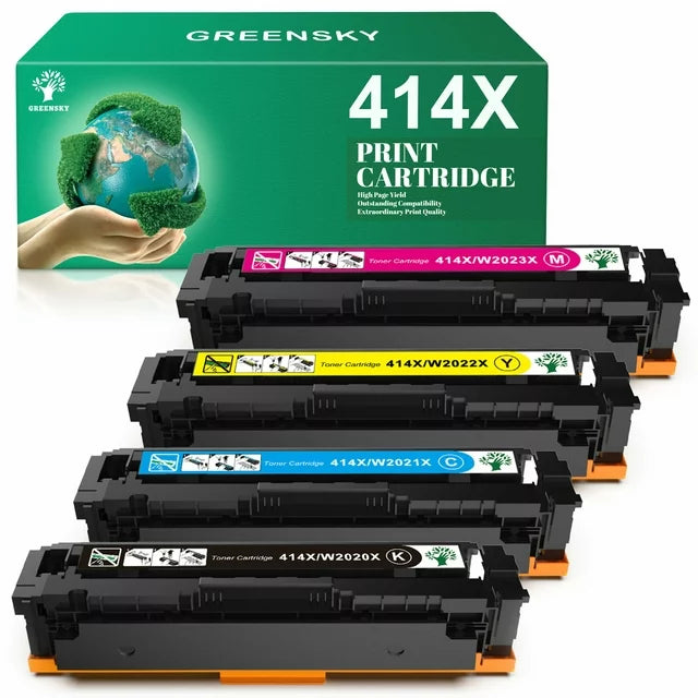 Greensky 414A 414X Toner Cartridges  M454dw M454dn Printer No Chip (Black Cyan Yellow Magenta, 4-Pack)