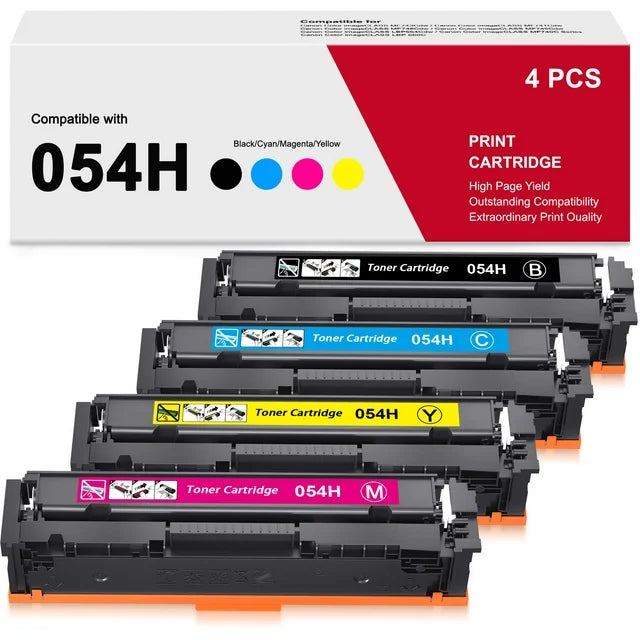 054 054H Toner Cartridges Replacement for   MF643Cdw MF645Cx LBP621Cw (Black, Cyan, Magenta, Yellow, 4-Pack)