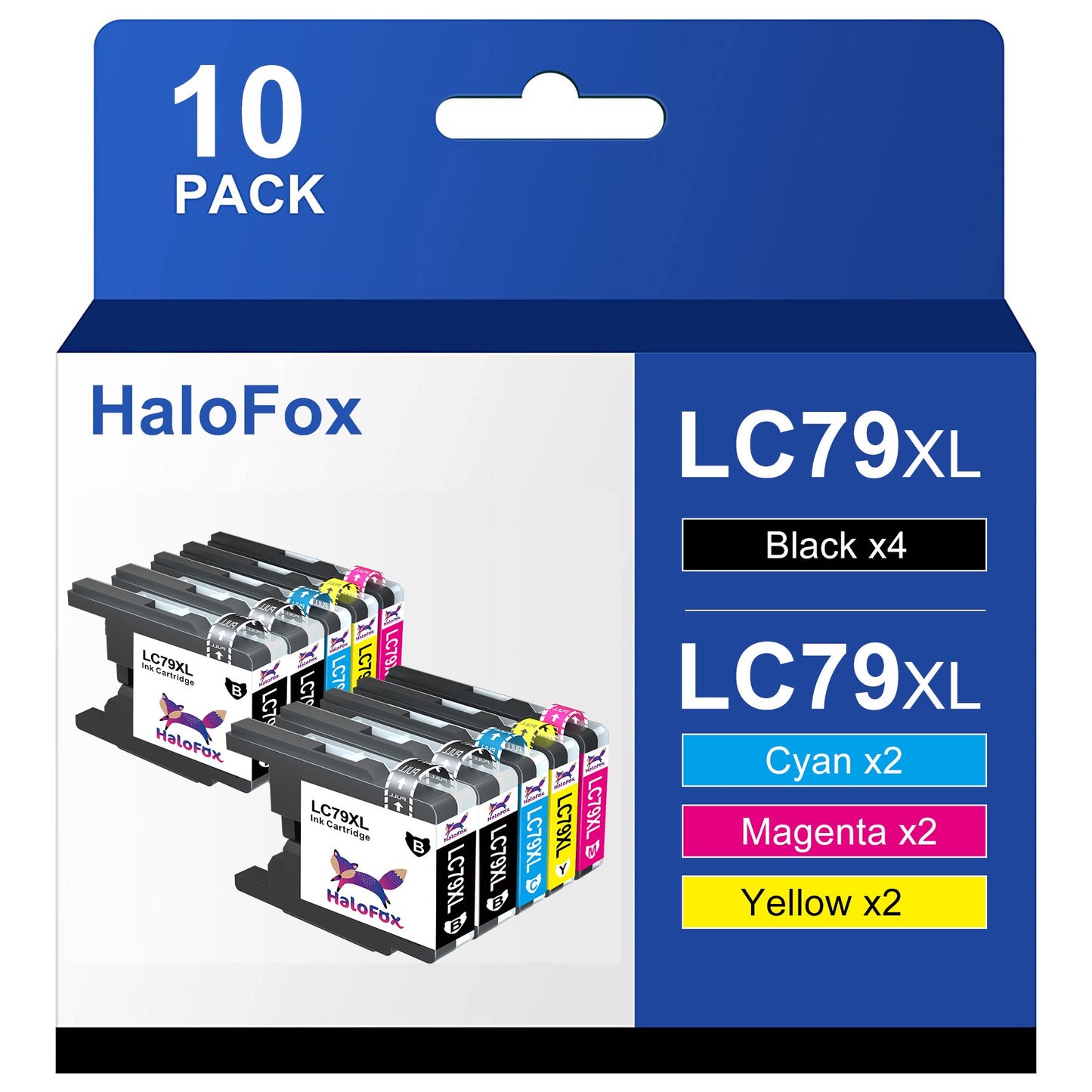 Halofox Ink Cartridge for Brother LC75 LC71 LC79 XL(4 Black, 2 Cyan, 2 Magenta, 2 Yellow)