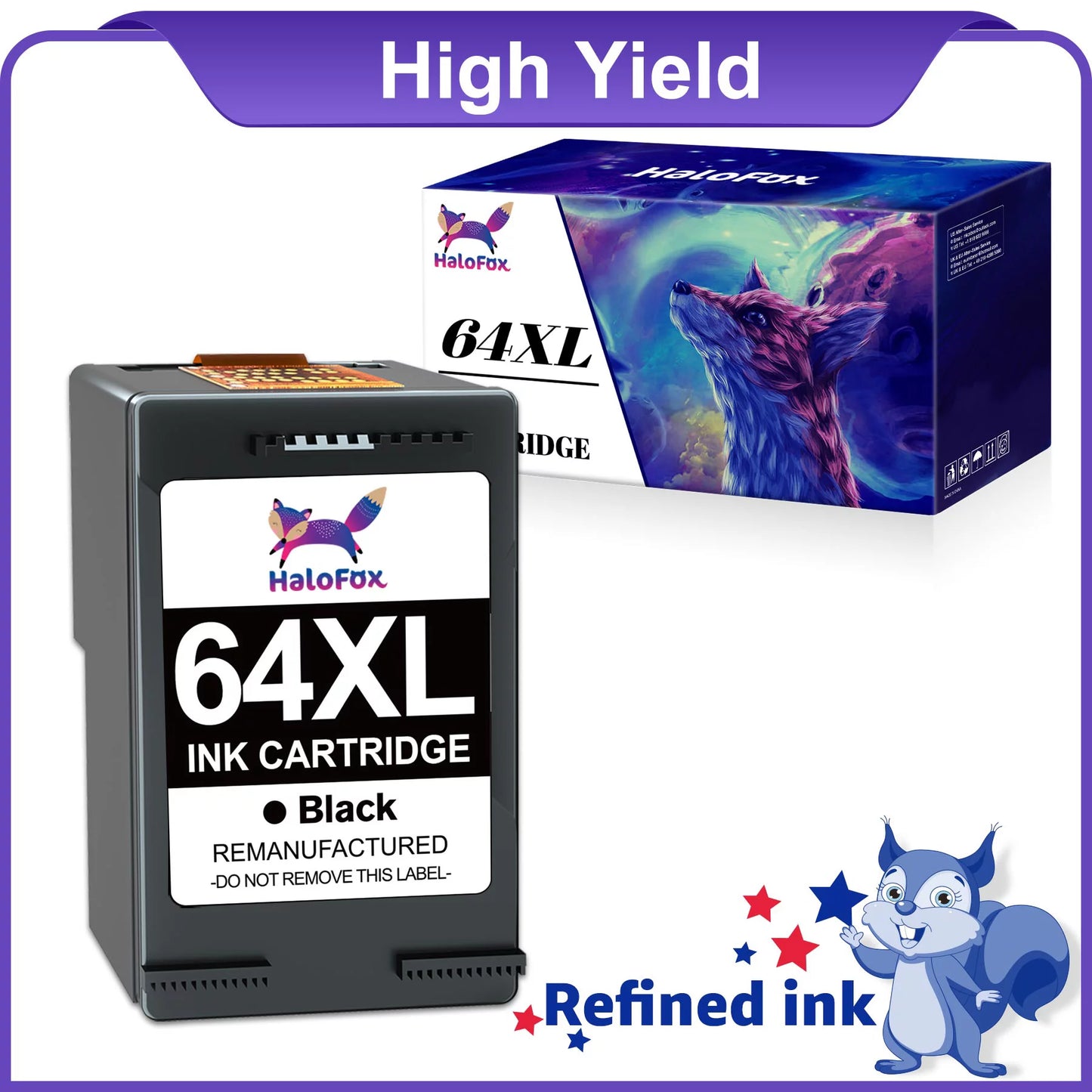 64 XL 64XL Black Ink Cartridge for HP Printer (1 Pack)