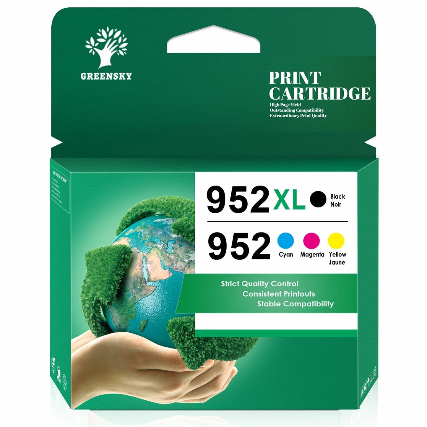 Greensky Printer Ink 952XL Replacement for HP (1 Black 1 Cyan 1 Yellow 1 Magenta)