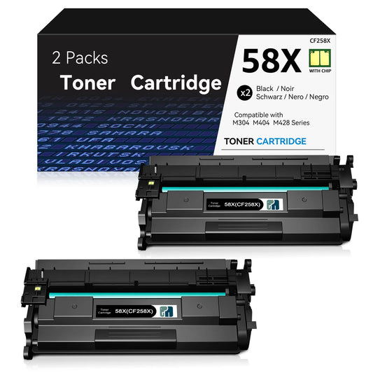 2-pack 58X CF258X Black Toner cartridge With Chip, Compatible with HP Printer