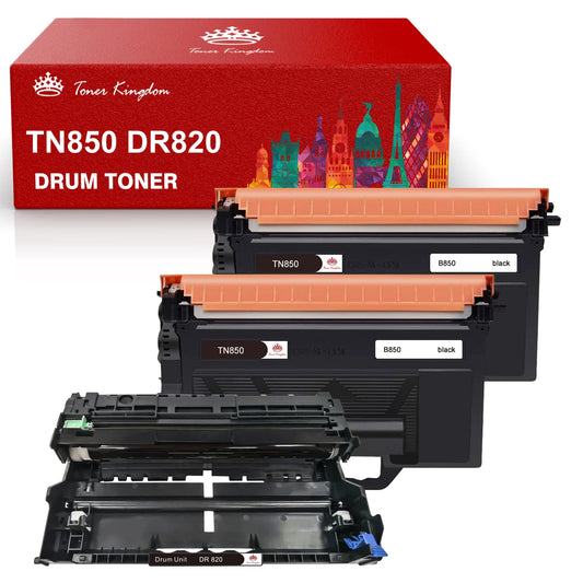 3 Pack TN850 Toner & DR820 Drum Unit Set Compatible for Brother Printer(2 Toner, 1 Drum)