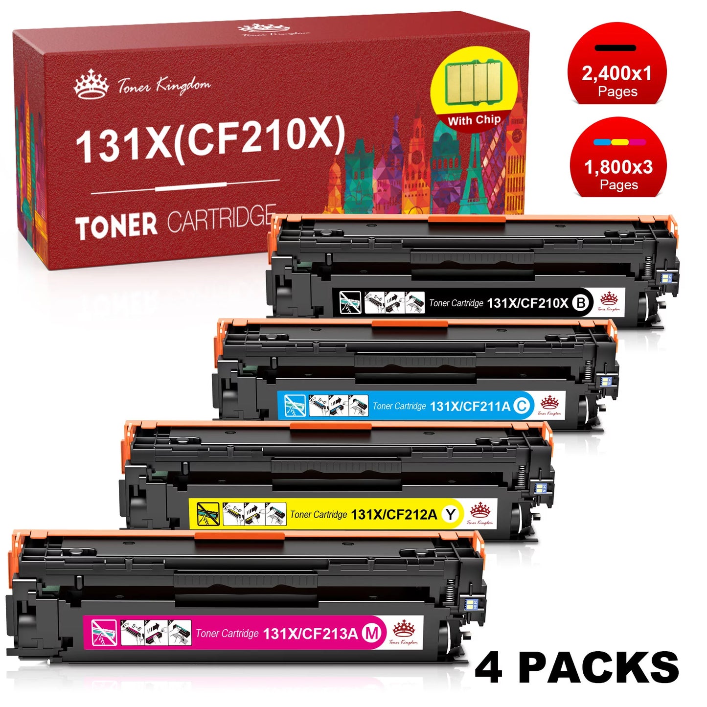 131X 131A Toner Cartridge Replacement for HP Printer,4 Pack