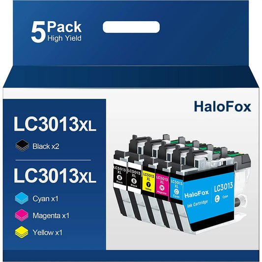 Halofox LC3013 Ink Replacement for Brother Printer (2 Black, 1 Cyan, 1 Magenta, 1 Yellow)