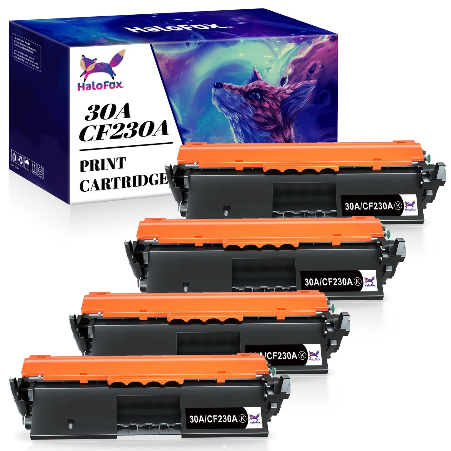 HaloFox 4-Pack Compatible Toner Cartridge for HP Printer (Black)