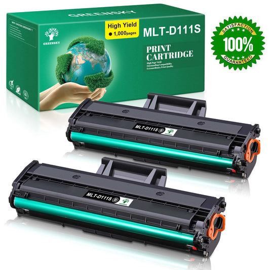 MLT-D111S Compatible Toner Cartridge Replacement for Samsung Printer (Black, 2 Pack)