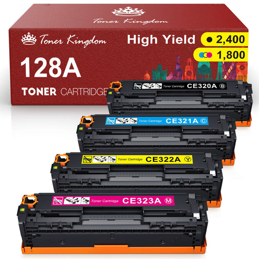 128A Toner Cartridge Set: 4 Pack (BK/C/M/Y) CE320A Toner Cartridge Replacement for HP 128A CM1415fn CM1415fnw MFP CP1525n CP1525nw Printer | CE320A CE321A CE323A CE322A