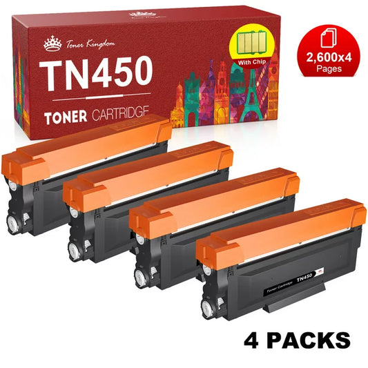 TN-450 TN450 TN420 Toner Cartridge Replacement for Brother Printers (4-Pack)