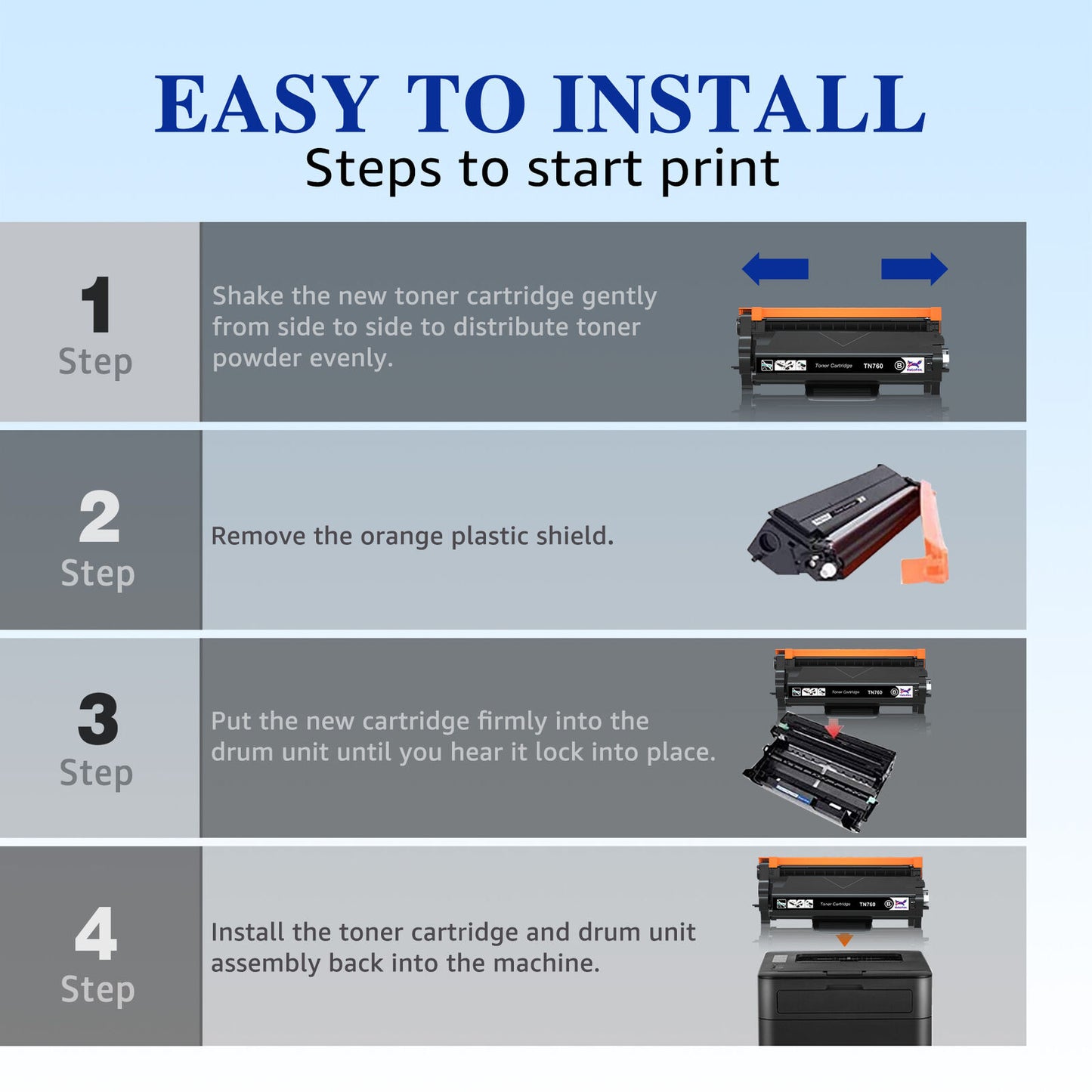 HaloFox compatible toner cartridge for Brother TN 760 TN 730 (Black 2-Pack)