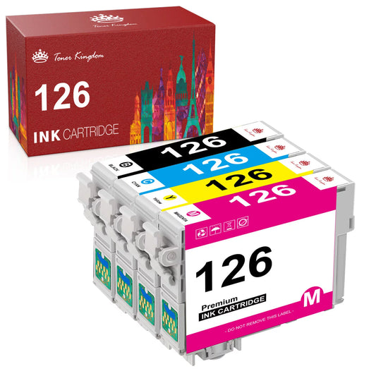 126 XL T126 Ink Cartridge for Epson Printer Tray (4 Pack)