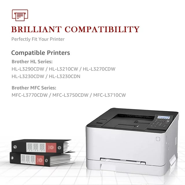 High Yield TN227 TN223 BK/C/M/Y Toner Cartridges Compatible for Brother Printers (4 Pack)