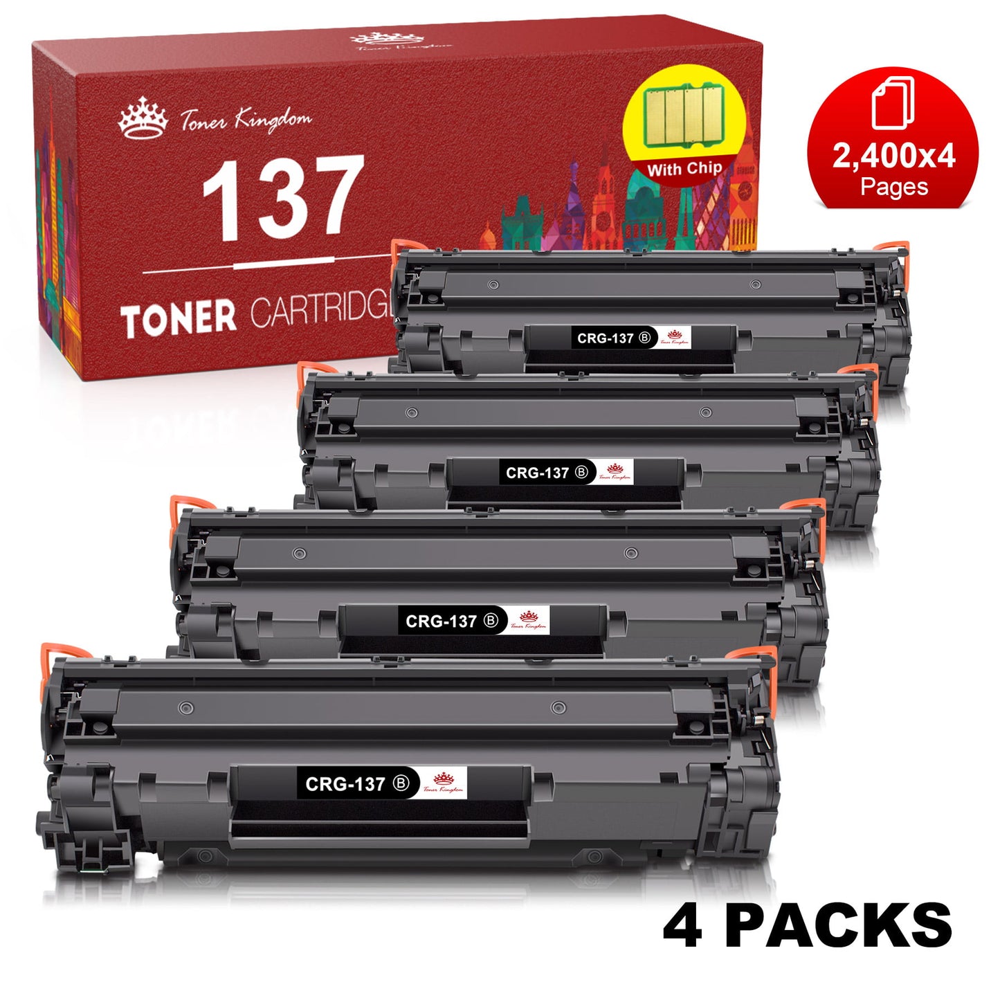 137 CRG137 Toner compatible for Canon image CLASS MF230 MF242dw MF244dw D570 MF232w MF236n MF229dw MF247dw MF224dw Printer(Black,4-Pack)