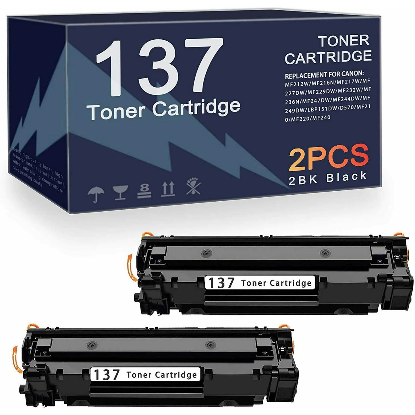 137 Toner Cartridge 2 Pack Compatible for Canon 137 Black Toner Cartridge