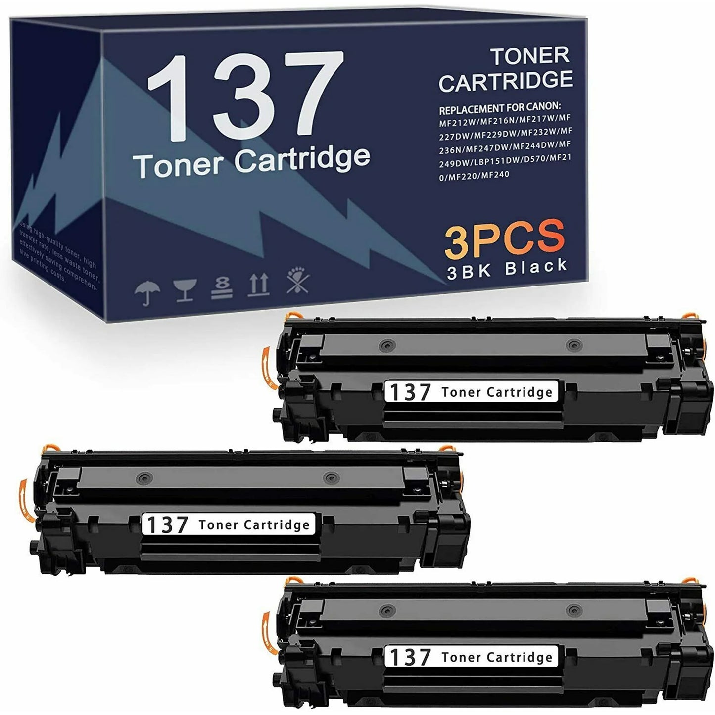 137 Toner Cartridge 3 Pack Compatible for Canon 137 Black Toner Cartridge