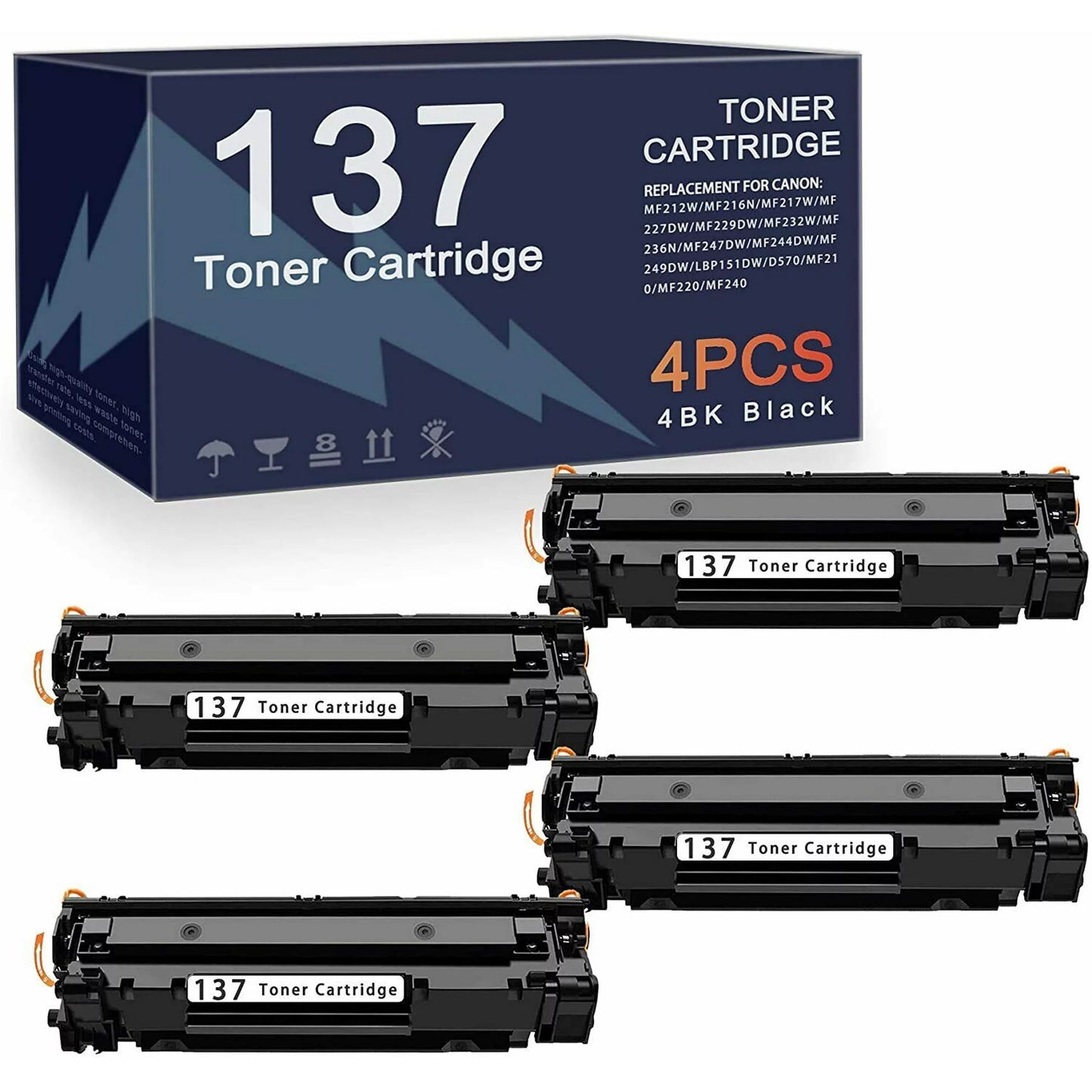 137 Toner Cartridge 4 Pack Compatible for Canon