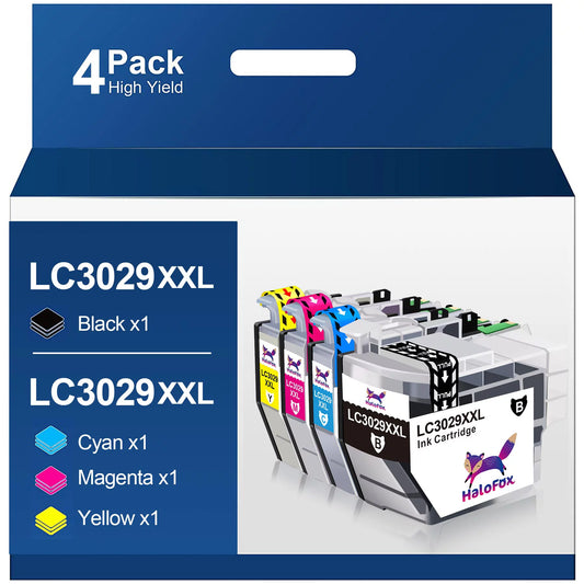 Halofox Pro LC3029 XXL Compatible Ink Cartridge Replacement for Brother (4 Pack)