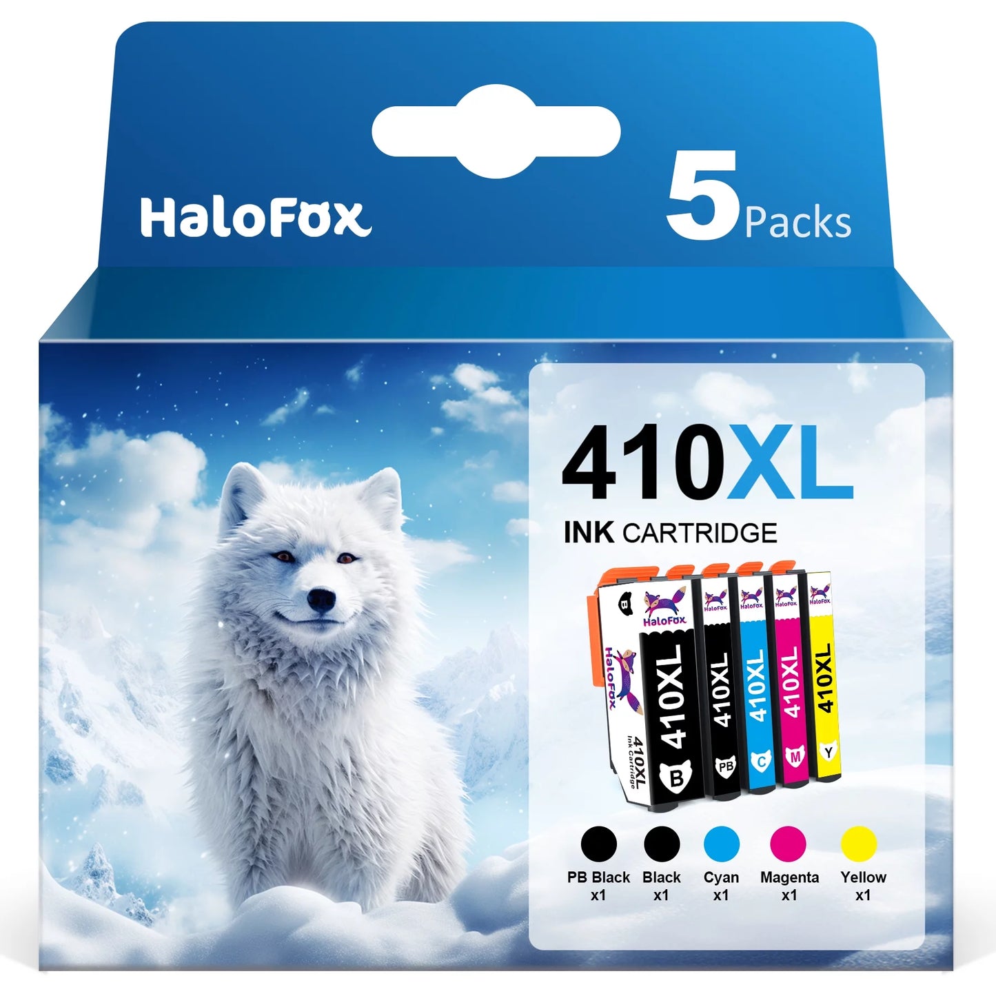 Halofox Ink Replacement for Epson 410 410XL Ink Cartridges for Expression (5 Pack)