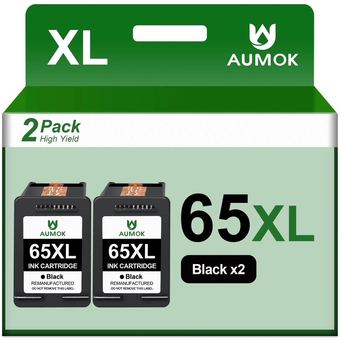 65XL Printer Ink Cartridges High Yield Replacement for HP 65 Ink Black for DeskJet 2600 2622 2652 2655 3700 3720 3722 3752 3755 Envy 5000 5052 5055 Printer AMP 100 (2-Pack)