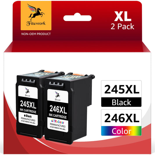 245XL Ink Cartridges for Canon ink 245 246 and Cannon  TS3122 MX492 MX490 TR4500 TR4520 TS3322 Printer (2-Pack, Black, Tri-Color)