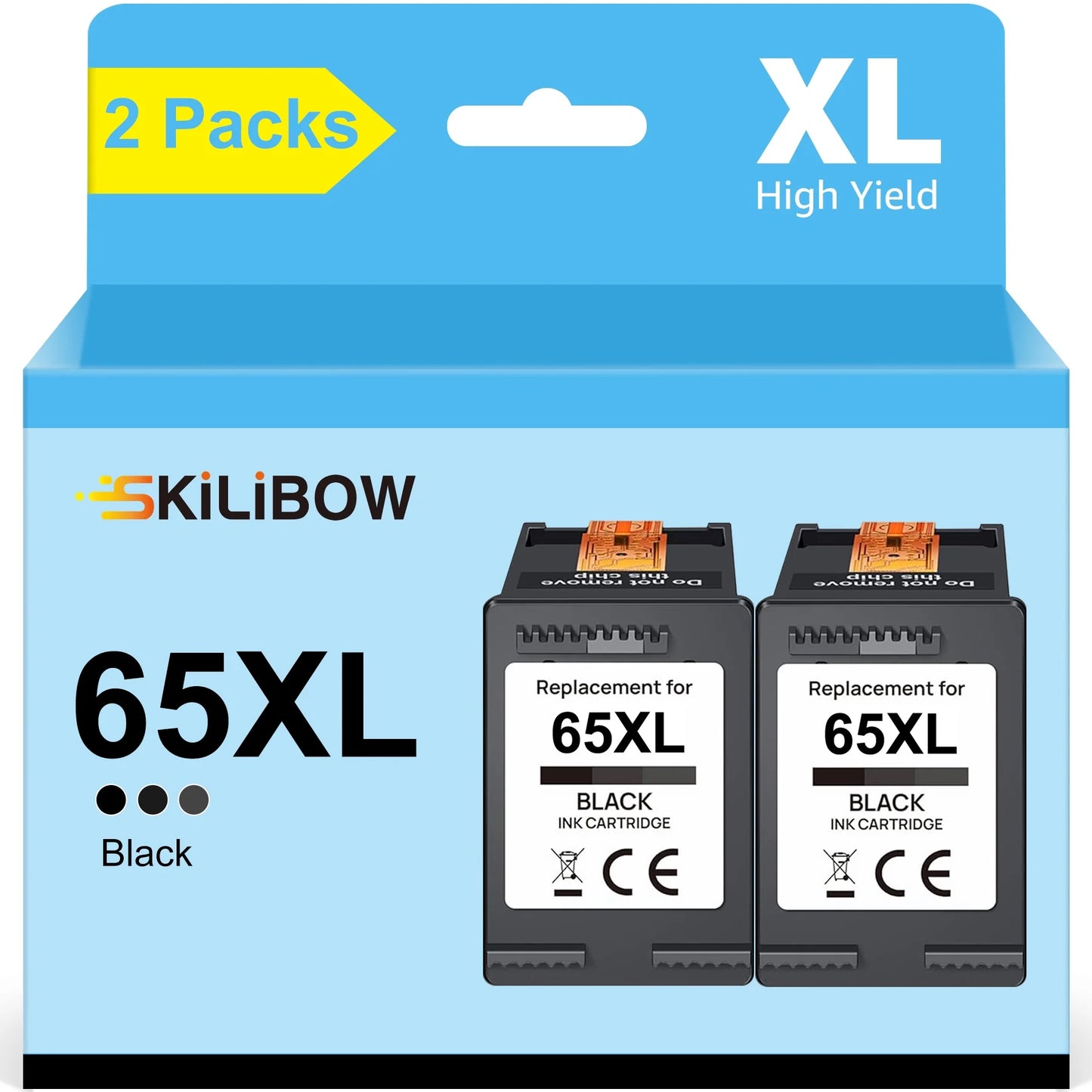 65XL Ink Cartridge Replacement for HP 65 XL  DeskJet 3755 3752 2655 3722 3758 2652 Envy 5055 5052 5058(2 Black)