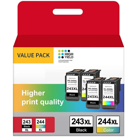 4-Pack PG-243 CL-244 Ink Cartridges  MG2520, MG2920, MG2922, MG2924 MG3020, MG2525, TS3120, TS302, TS202, TR4520