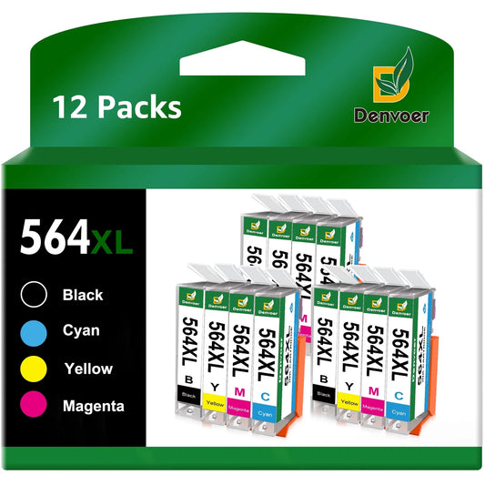 564XL Ink Cartridges Replacement for 564 XL 7520 DeskJet 3520 Premium C309A C410A Printer (3BK/3C/3M/3Y)