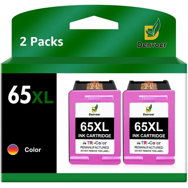 65XL Ink Cartridge for HP 65 Ink Cartridge for  2652 2624 HP Envy 5055 5000 5070 5052 5014 (2 Color)