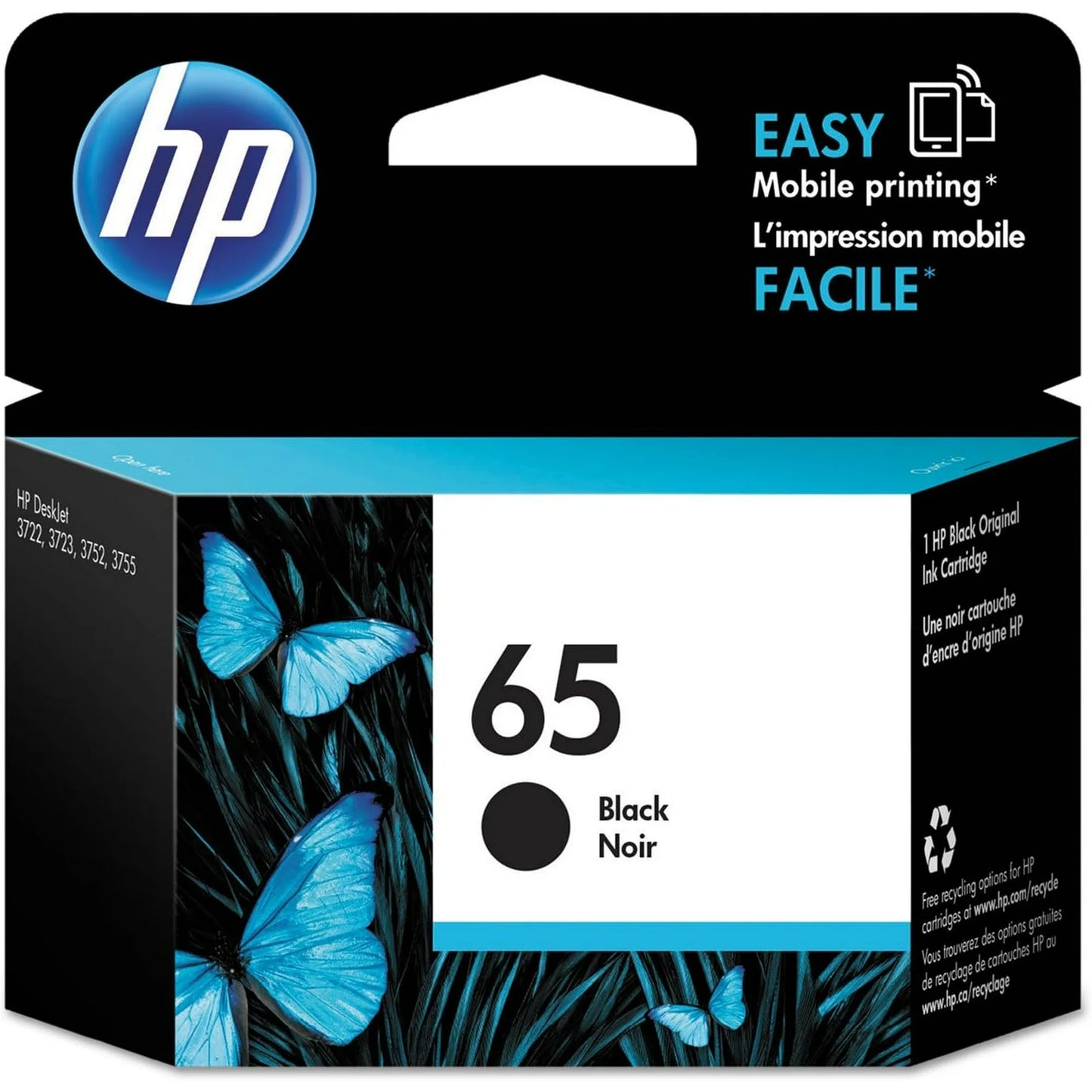 HP 65 Black Ink Cartridge | Works with HP AMP  ENVY 5000 Series | Eligible for Instant Ink | N9K02AN