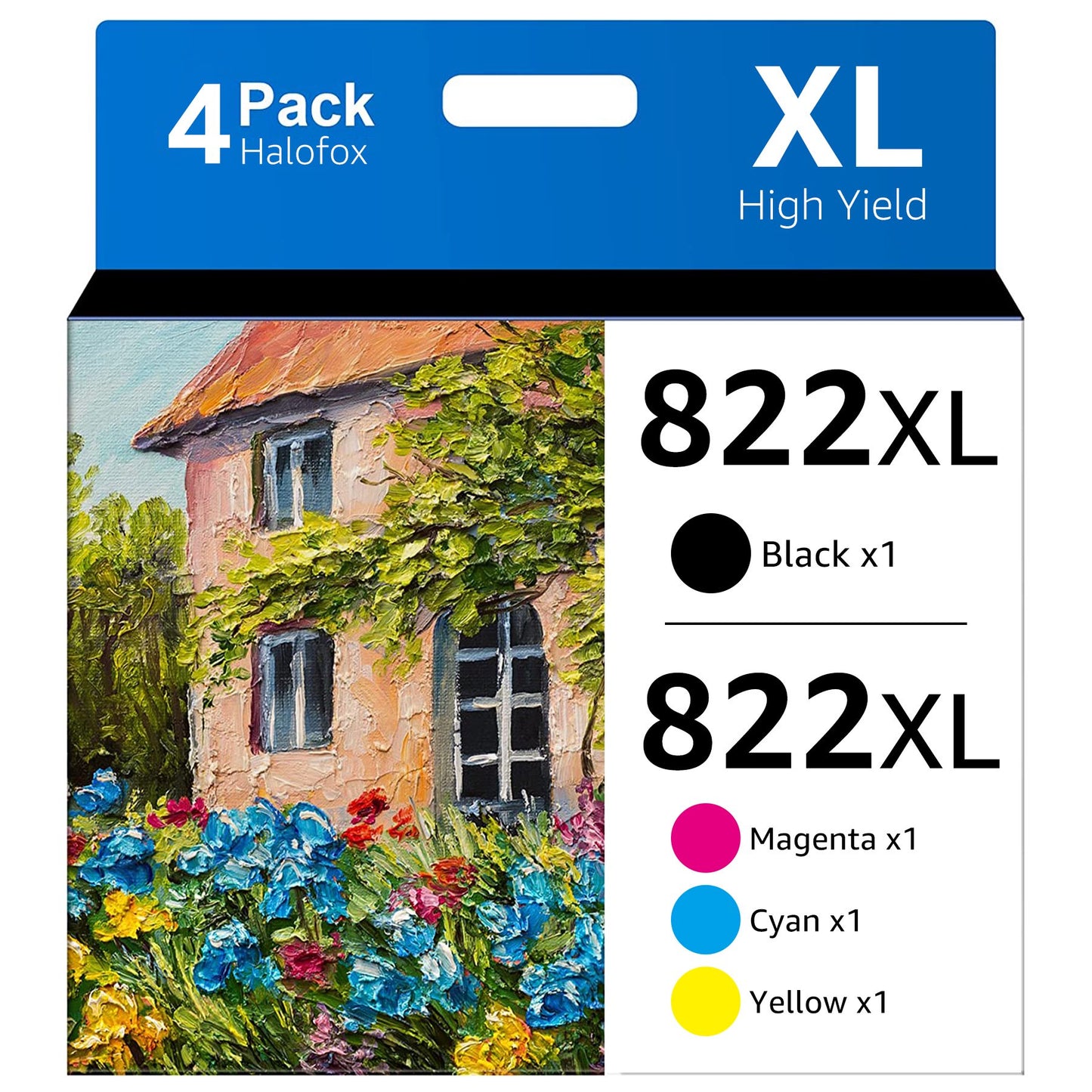 Halofox 822XL Ink Compatible with Epson (1 Black, 1 Cyan, 1 Magenta, 1 Yellow)