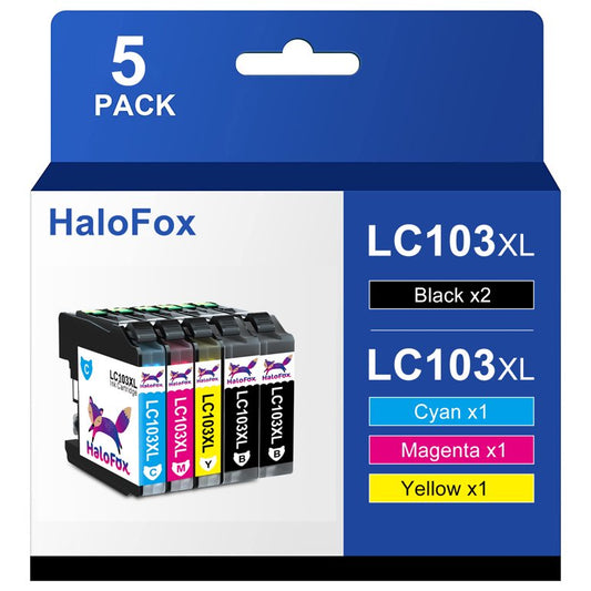 LC103XL Ink Cartridge for Brother Ink (2 Black, 1 Cyan, 1 Magenta, 1 Yellow)