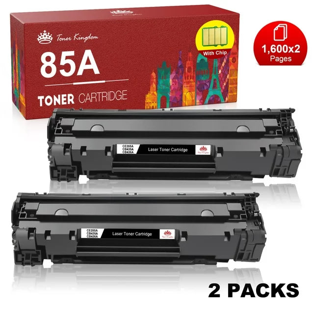 CE285A 85A Black Toner Cartridge for HP Printers (2-Pack,Black)