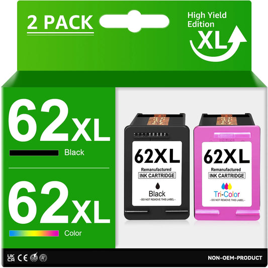 Greensky Printer Ink 62 Replacement for HP (2-Pack)