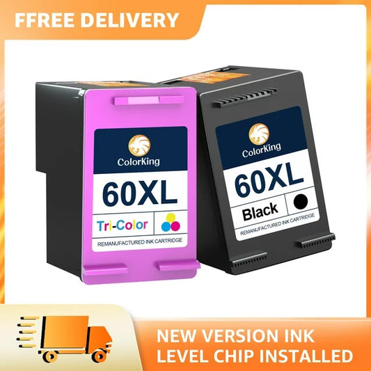 Colorking 60XL Ink Cartridges Replacement for F4480 F4440 Envy 110 120 Printer (1 Black, 1 Tri Color)